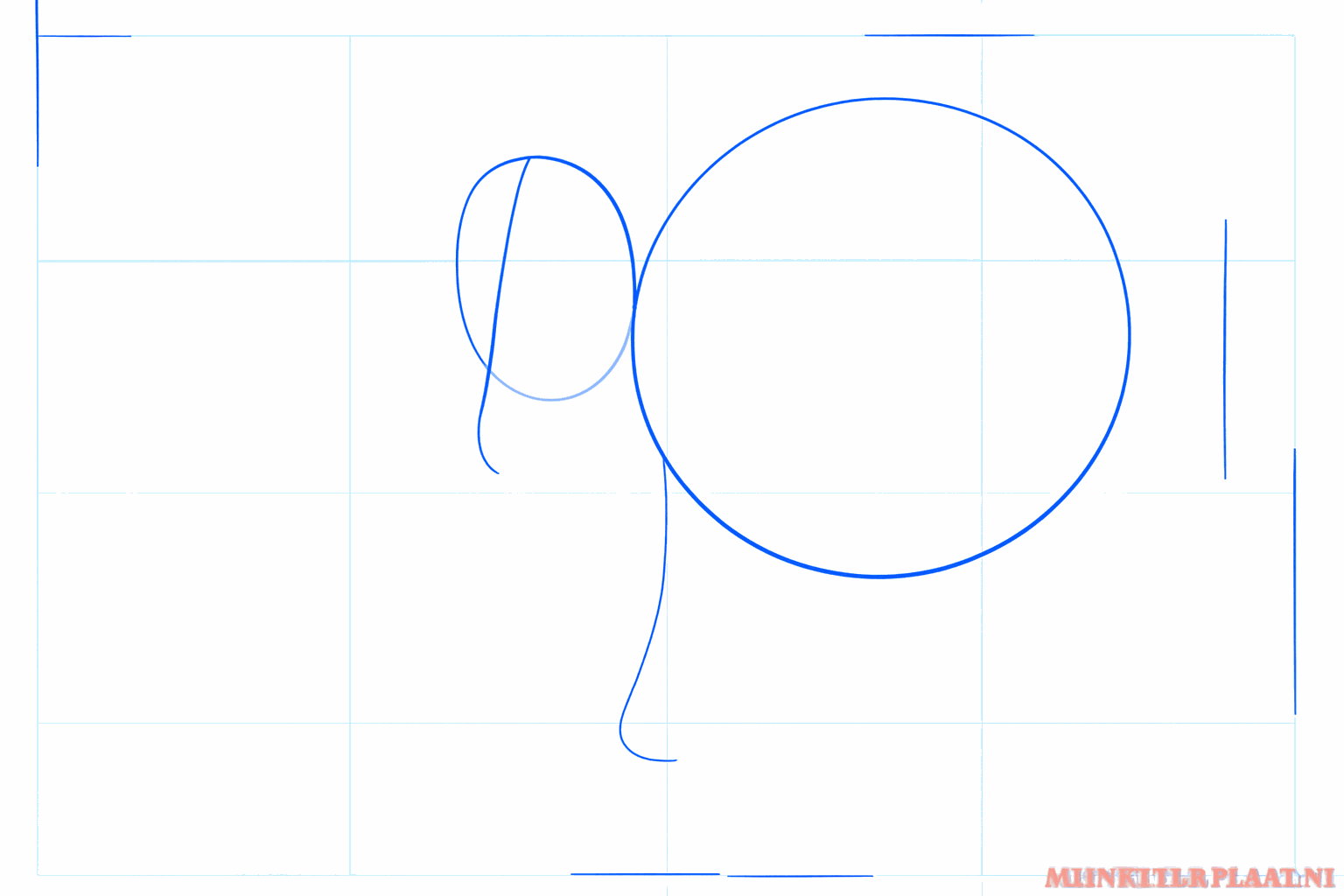 Basisvormen van een longhorn met een grote ovaal en een kleine cirkel.