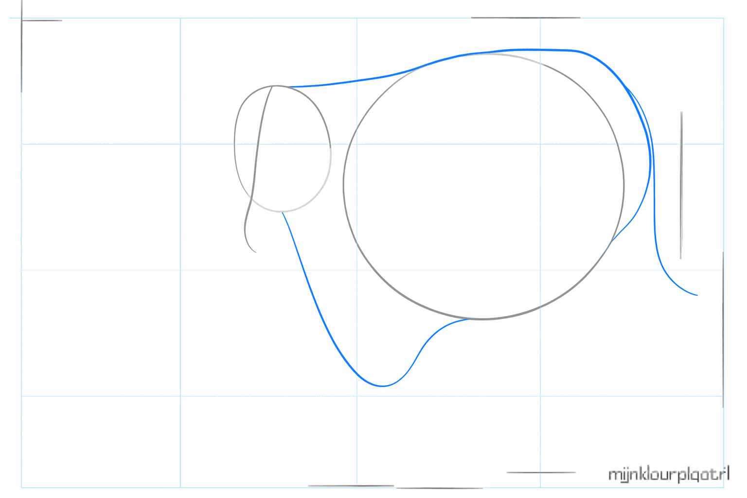 De neklijnen die de kop en het lichaam van de longhorn verbinden.