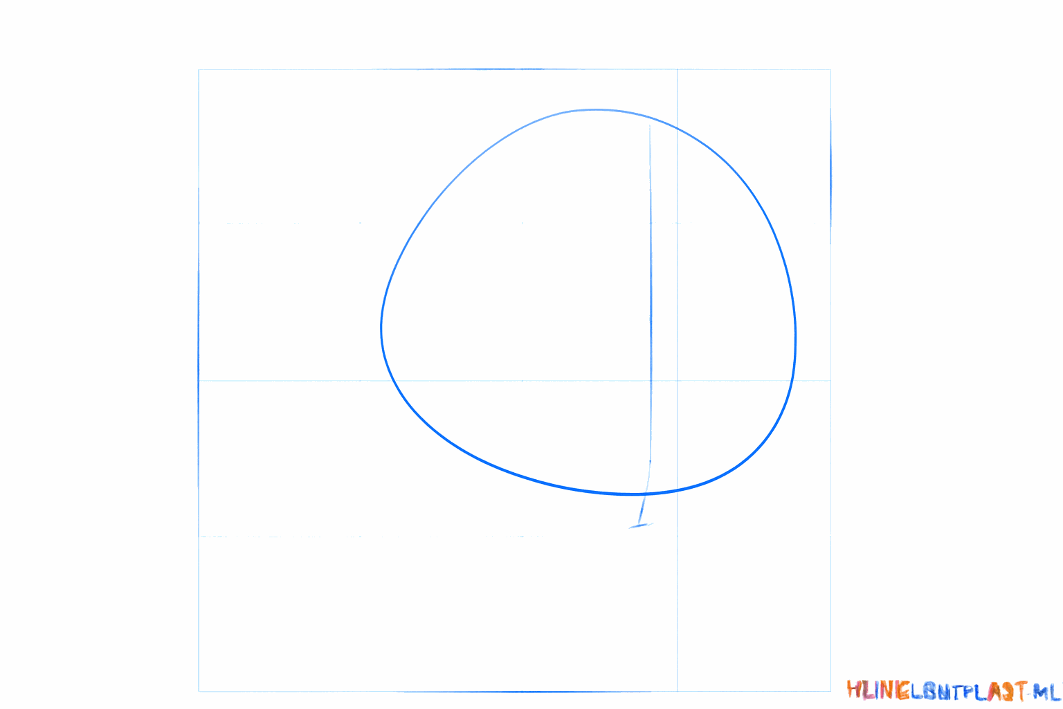 Een liggende ovaal met een kruis erin als basis voor het hoofd van de hamster.