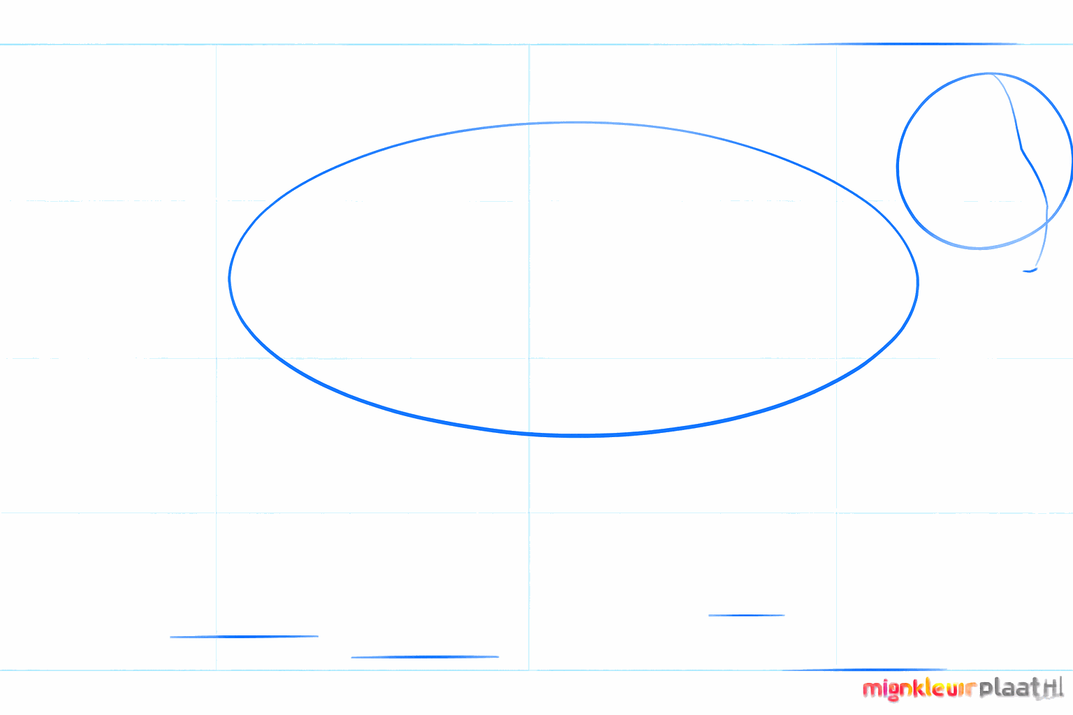 Basisvormen van een sneeuwluipaard: een cirkel en een grote ovaal.