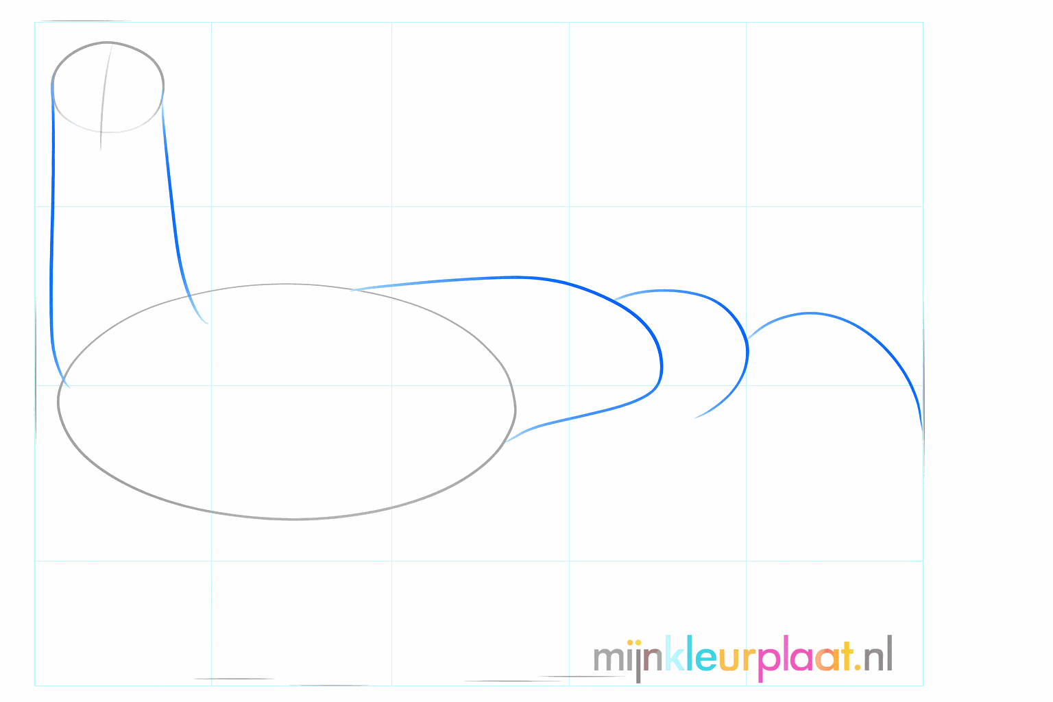 Tekenles alpaca stap 2: De nek tekenen die de kop en het lichaam verbindt.