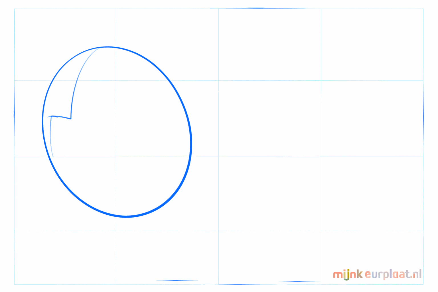 Een liggend ovaal met een kruis erin als basis voor het hoofd van het varken.