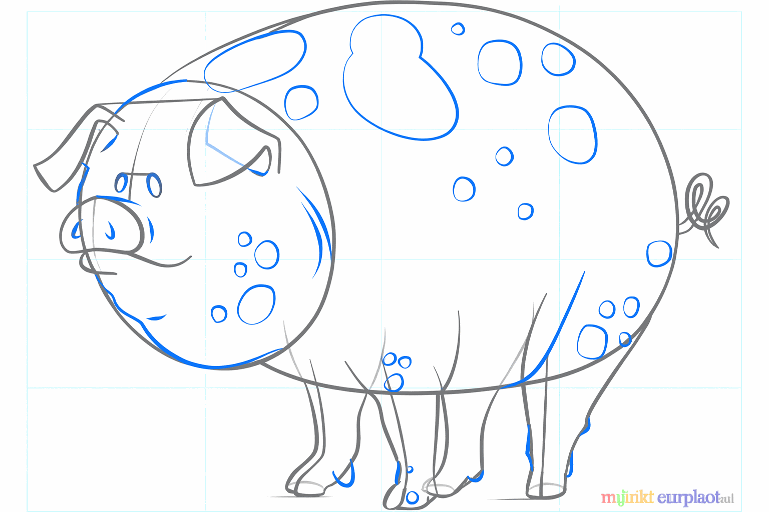 Details zoals de ogen en neusgaten worden toegevoegd aan het varkentje.