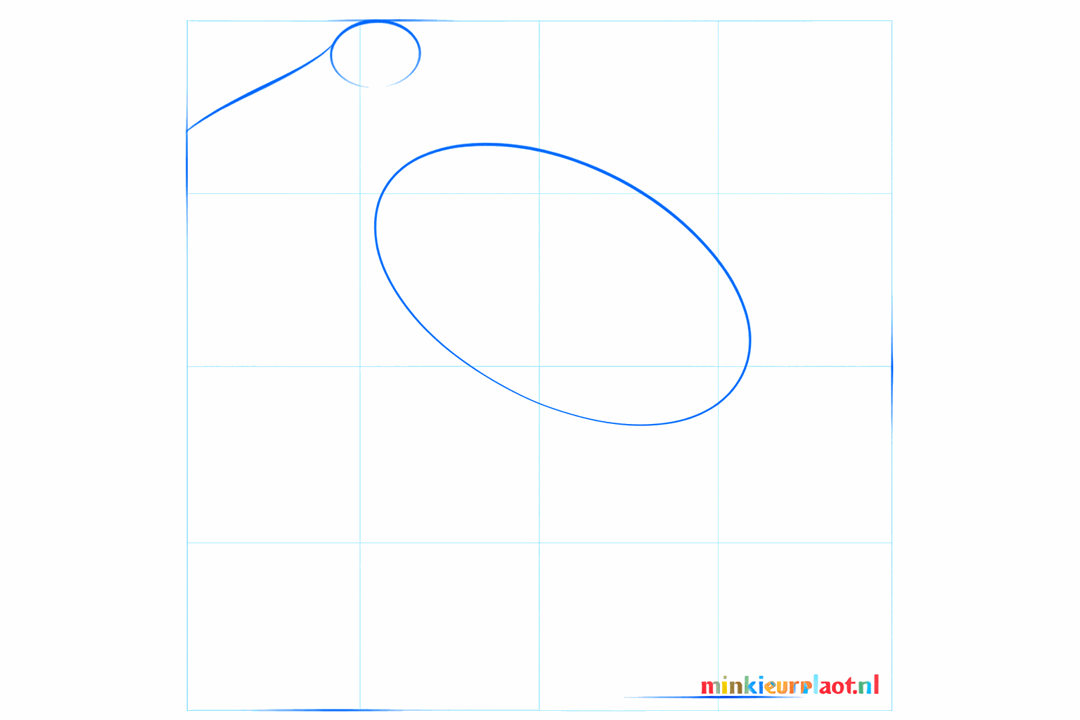 Basisvormen van een vogel met twee ovalen en een lijn voor de snavel.