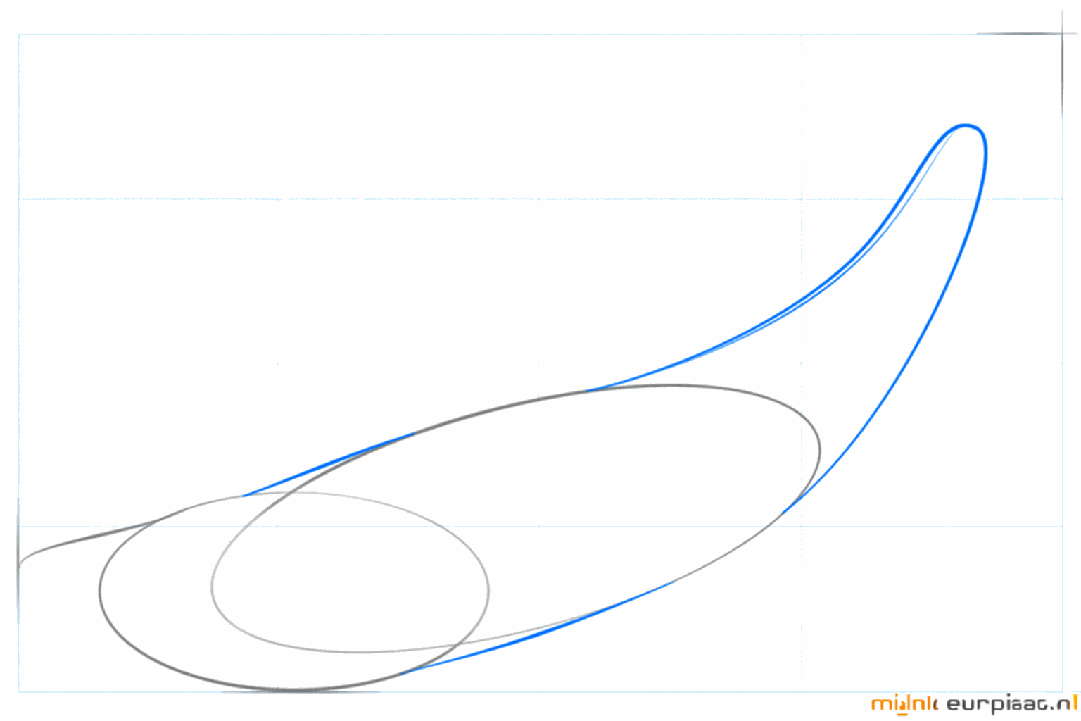 Stap-voor-stap tekenen stap 2: Een lange lijn die de achterkant van de walvis vormt.