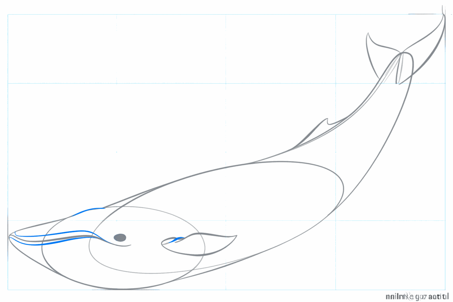 Stap-voor-stap tekenen stap 5: Details zoals het oog en de ribbels op de kin toevoegen.