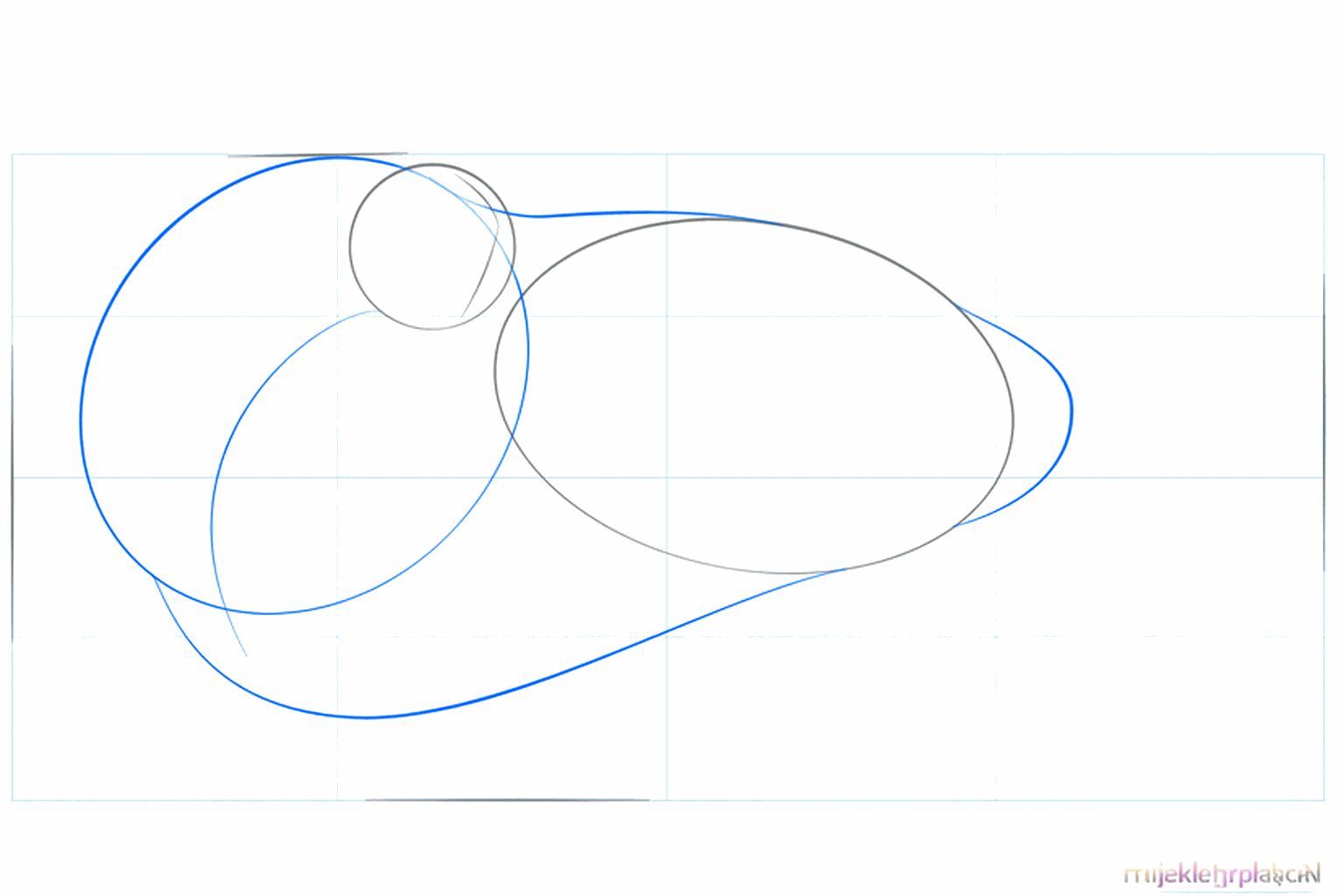 De nek van de walrus tekenen door de cirkel en ovaal te verbinden.
