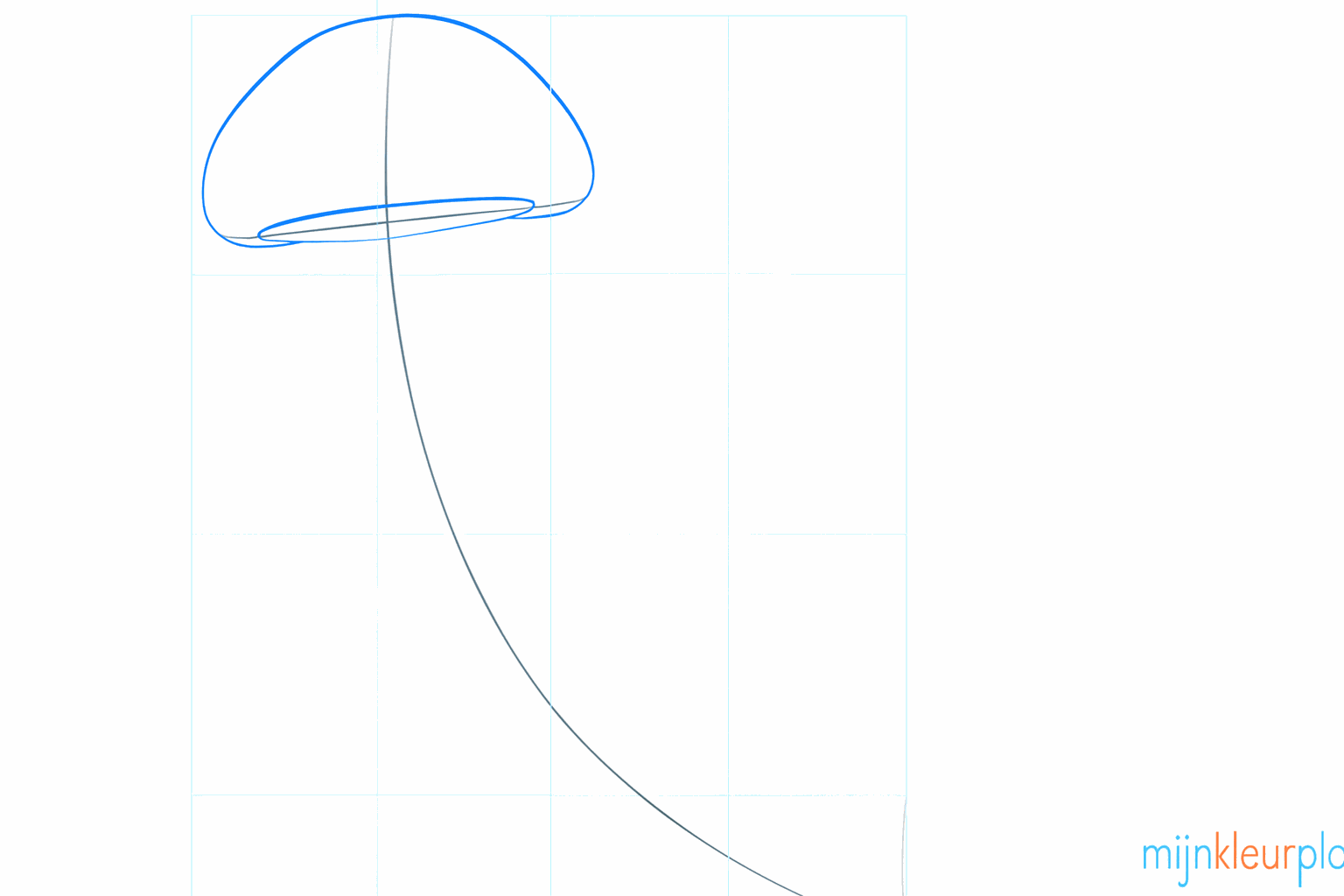 Een grote gebogen lijn voor de bovenkant van de kwal.