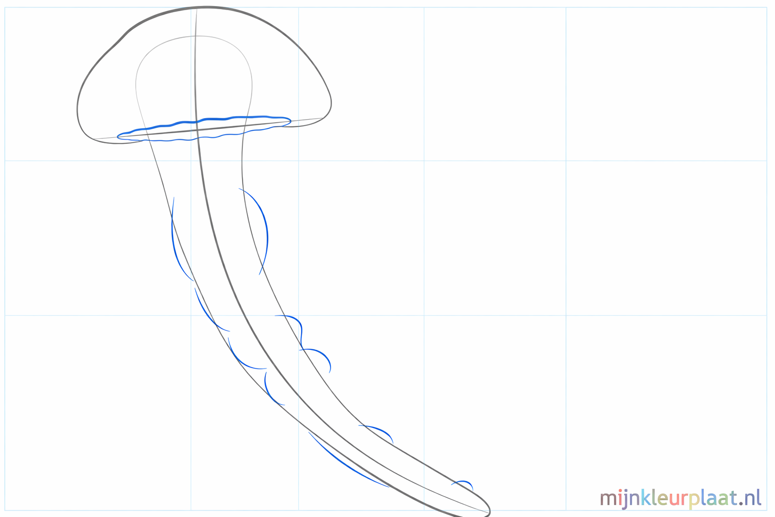 De hoed krijgt een rand en de middelste armen worden dikker getekend.