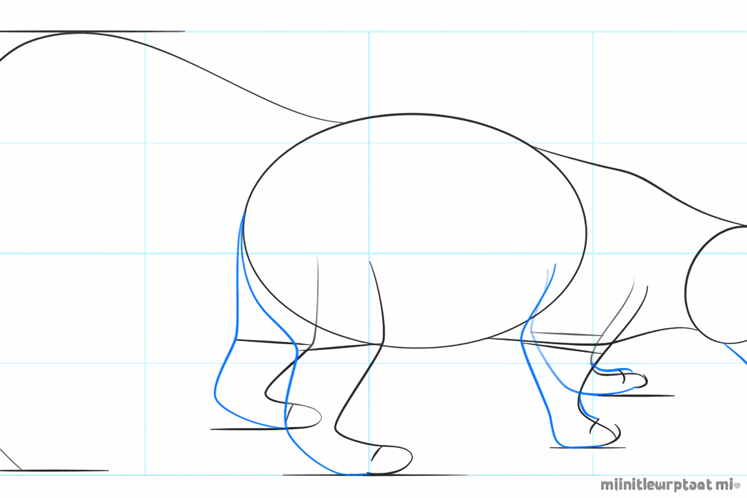 Teken de dikte van de poten en een klein mondje.