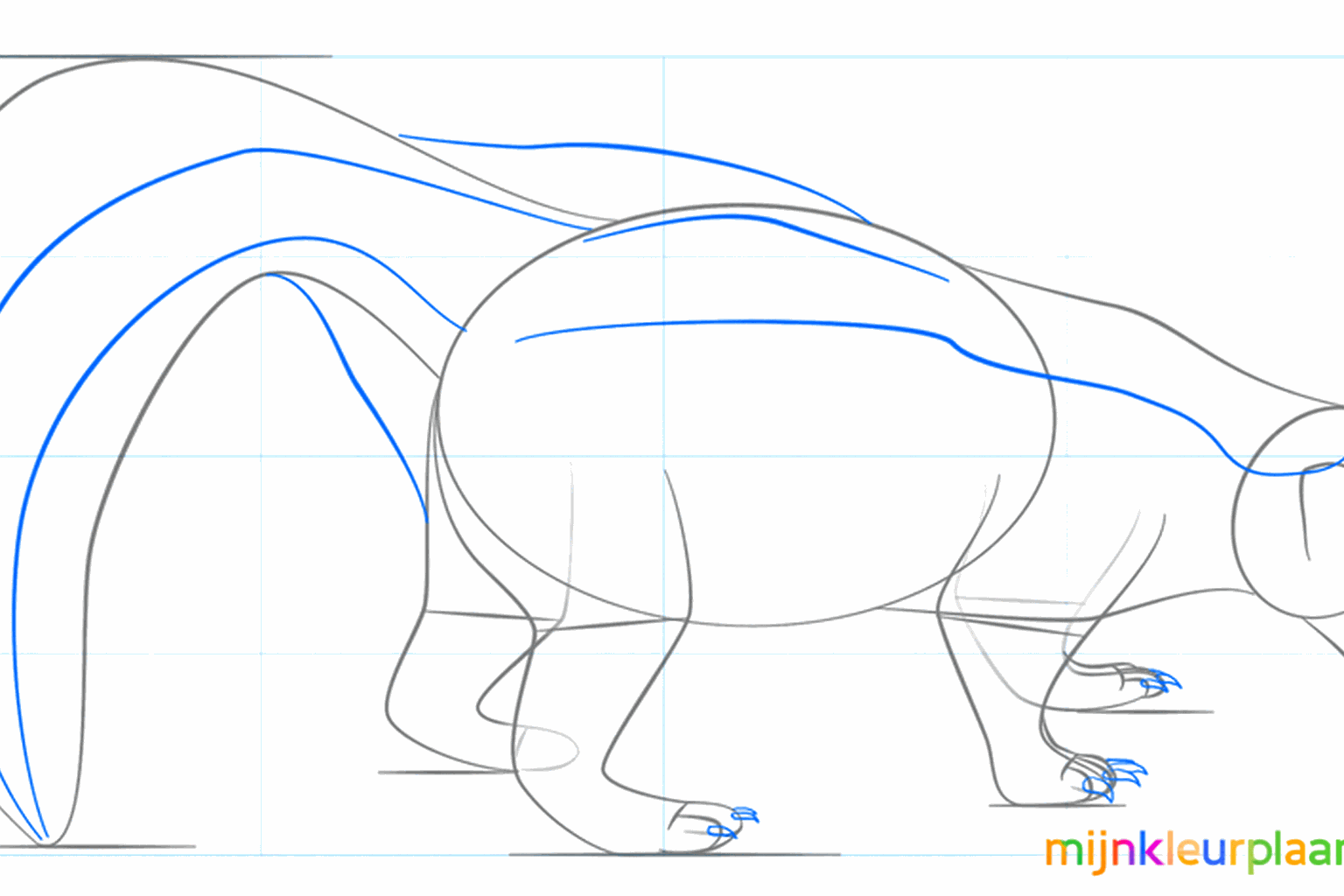 Voeg een oor toe en teken kleine teentjes aan de pootjes.