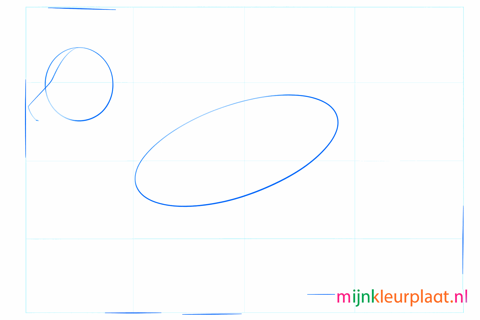 Basisvormen van een hond: een kleine cirkel en een grote liggende ovaal.