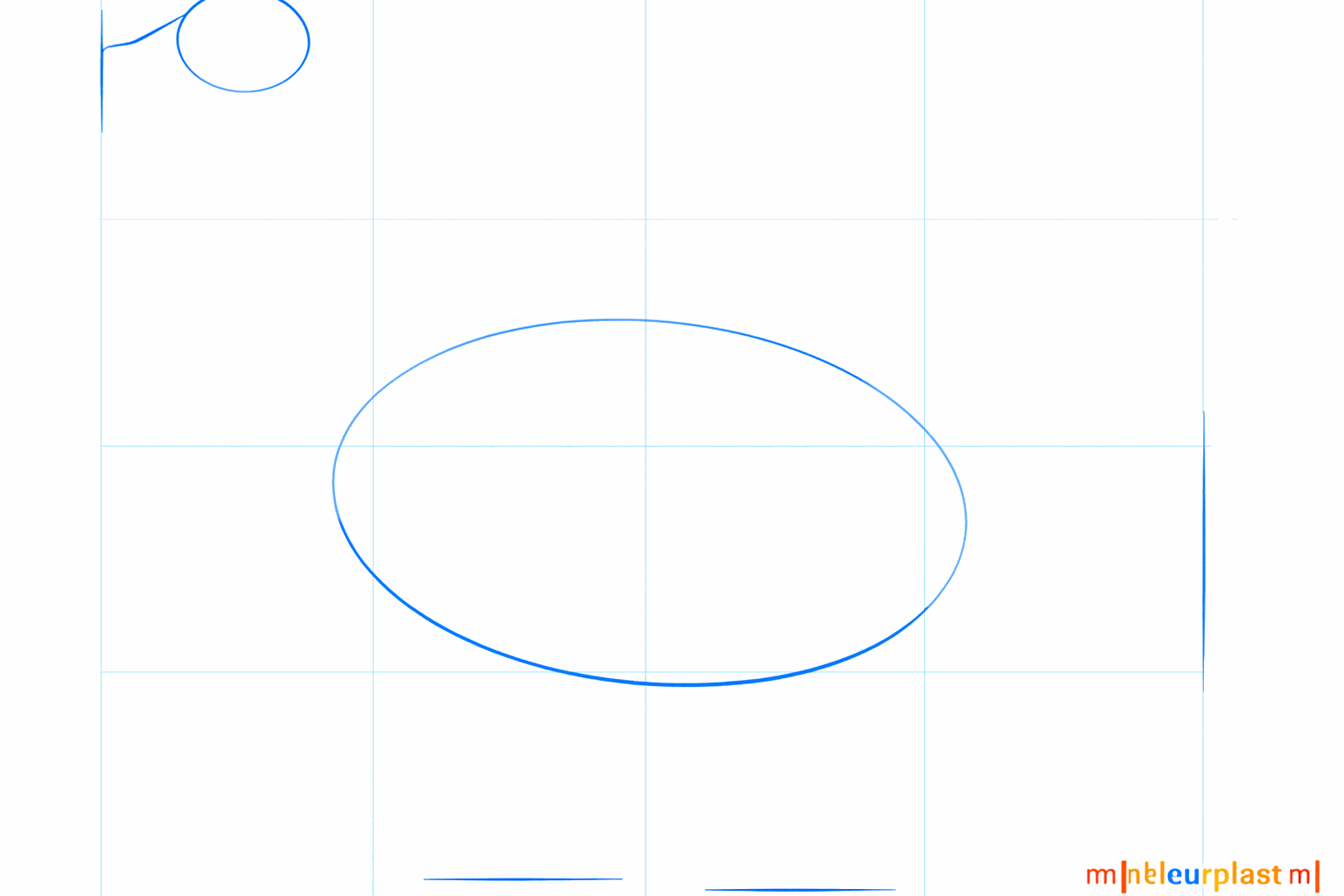 Teken een grote ovaal voor het lichaam en een kleine cirkel voor de kop van de gans.