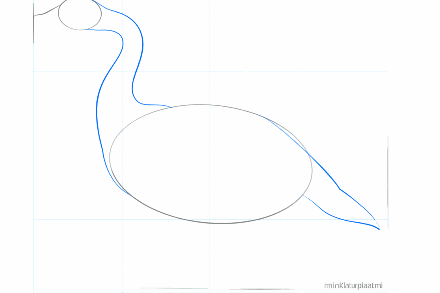 Teken twee lijnen tussen de cirkel en de ovaal om de nek van de gans te vormen.