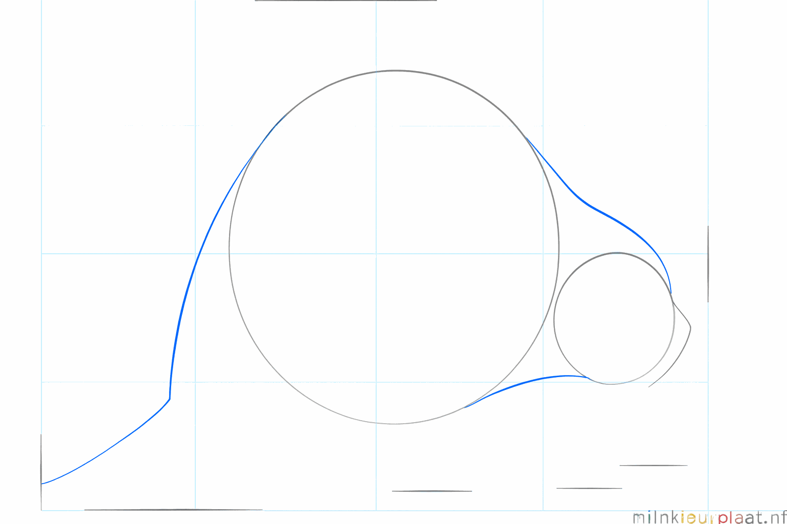 Hulplijnen die de kop en het lichaam verbinden tot één geheel.