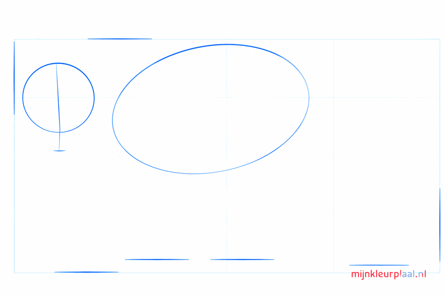Basisvormen van een leeuwin: een cirkel voor de kop en een groot ovaal voor het lijf.
