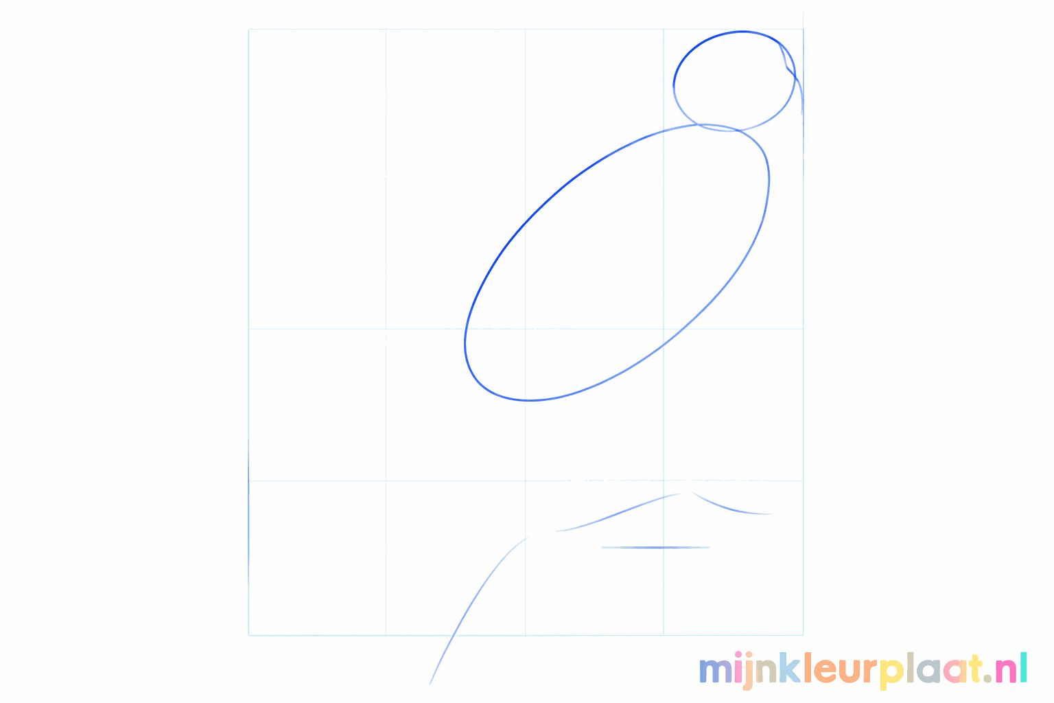 Basisvormen van een slechtvalk: een cirkel voor de kop, een ovaal voor het lijf en een rots.
