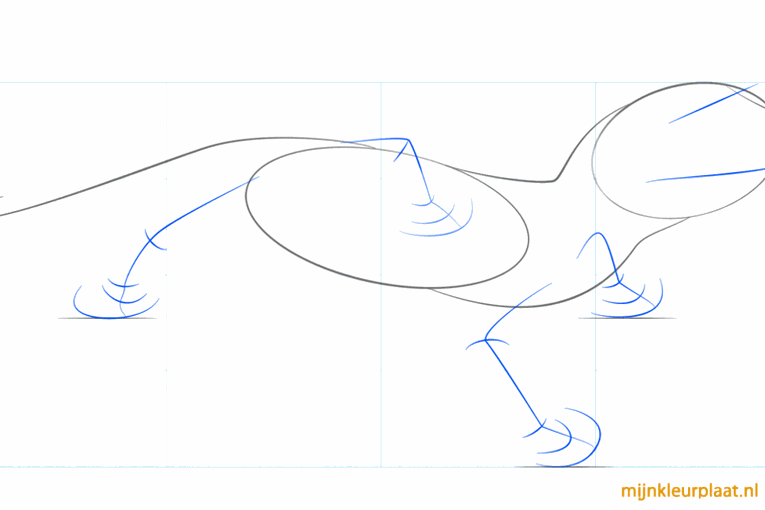 Hulplijnen voor de ogen en de mond op de kop van de gekko.