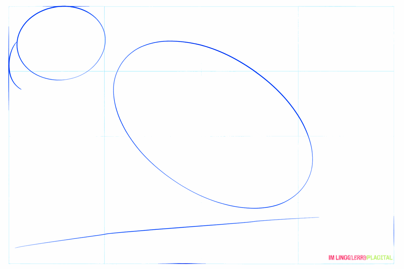 Basisvormen van een papegaai: een cirkel en een grote ovaal.