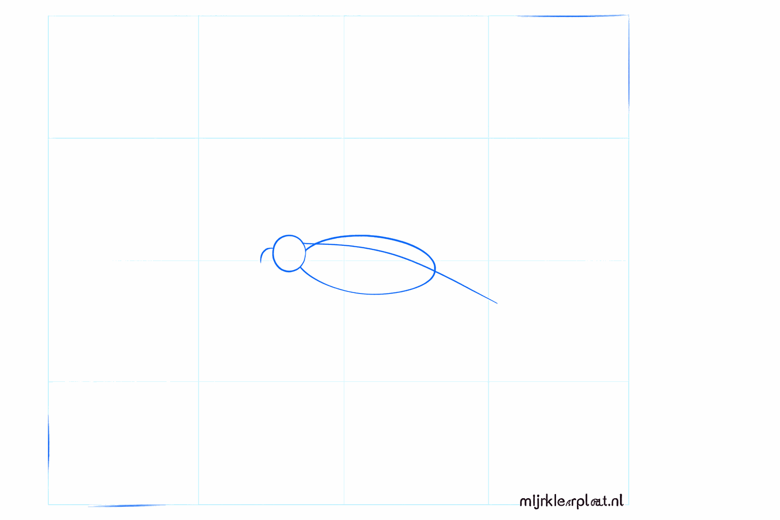 Basisvormen van een steenarend met een cirkel voor de kop en een grote ovaal voor het lichaam.