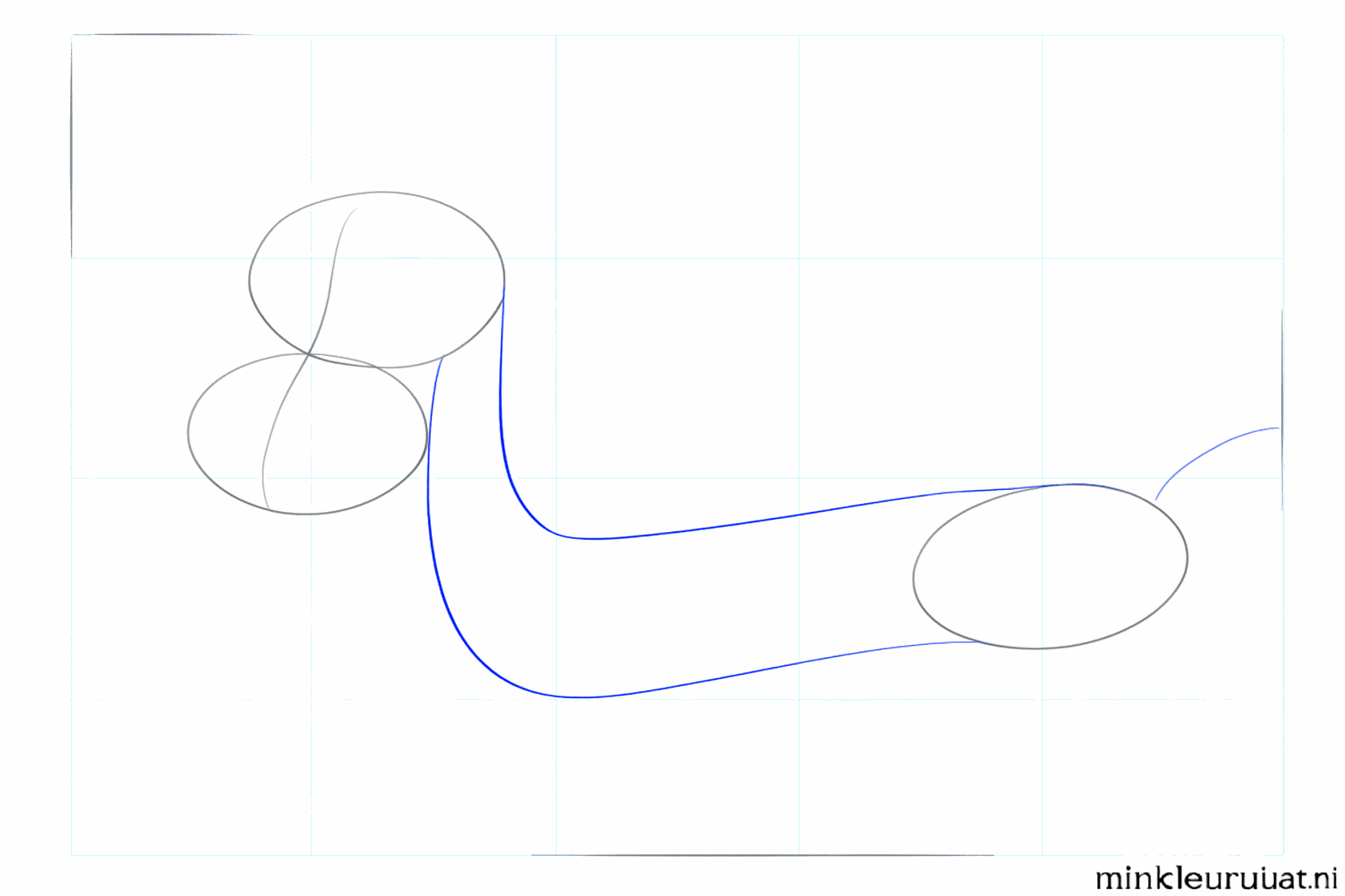 De neklijnen en een kleine staart verbinden de ovalen van het rendier.