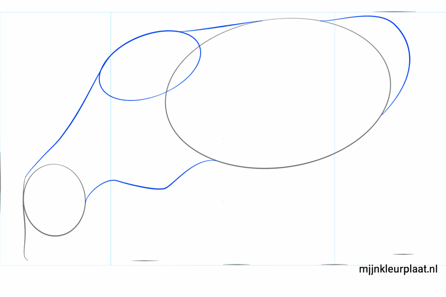 Een extra ovaal tussen de kop en het lichaam voor de nek.
