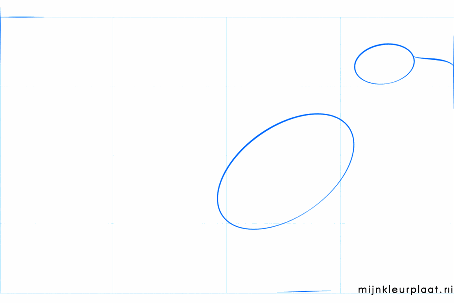 Twee ovalen die de basis vormen voor de kop en het lijf van de vogel.