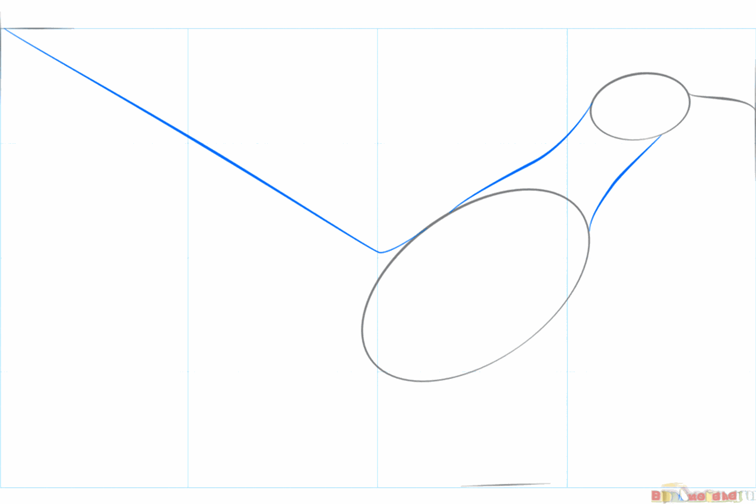 De neklijnen en een lange streep voor de snavel worden toegevoegd.