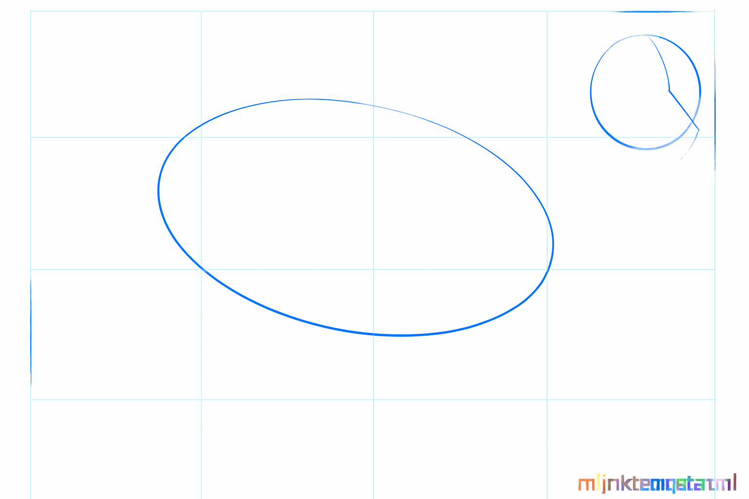 Teken een grote ovaal voor het lichaam en een kleine cirkel voor de kop van de wolf.