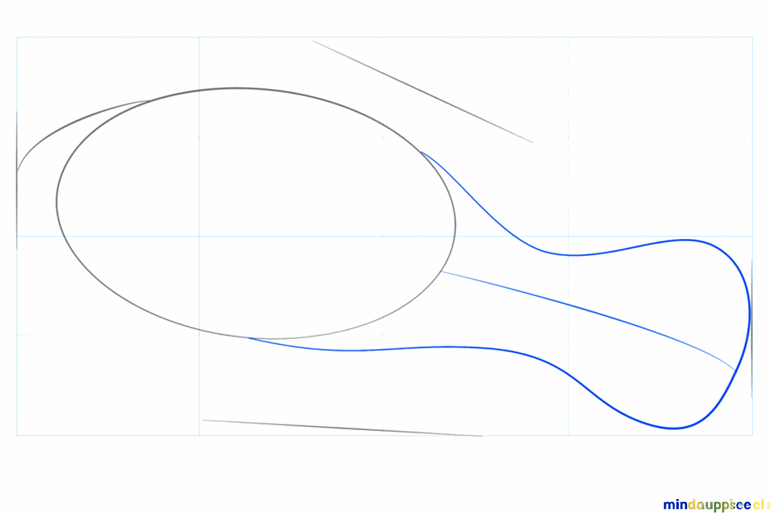 Twee kleine hulplijntjes aan de achterkant van de vis voor de staart.