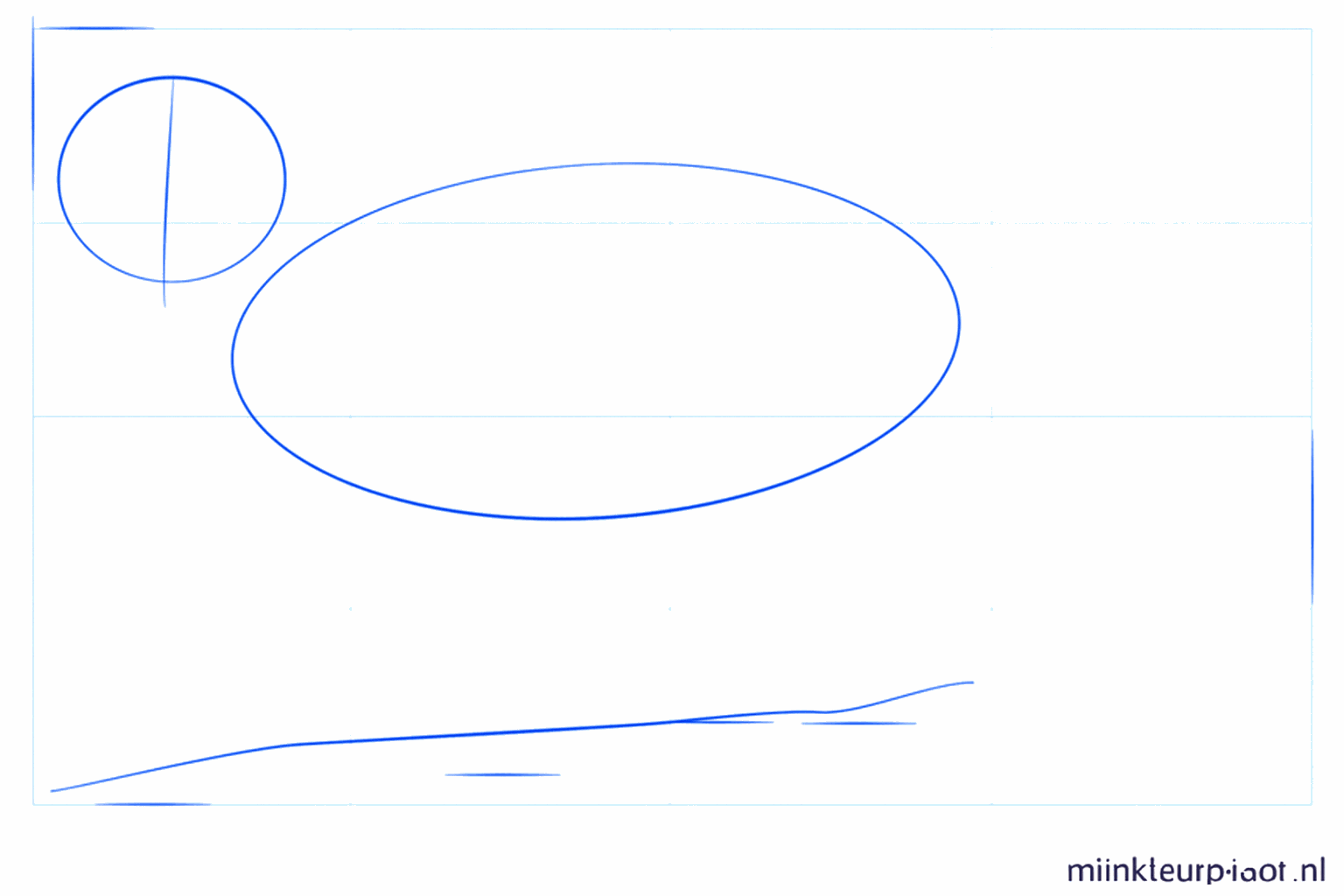 Basisvormen van een baby poema met een cirkel voor de kop en een ovaal voor het lichaam.