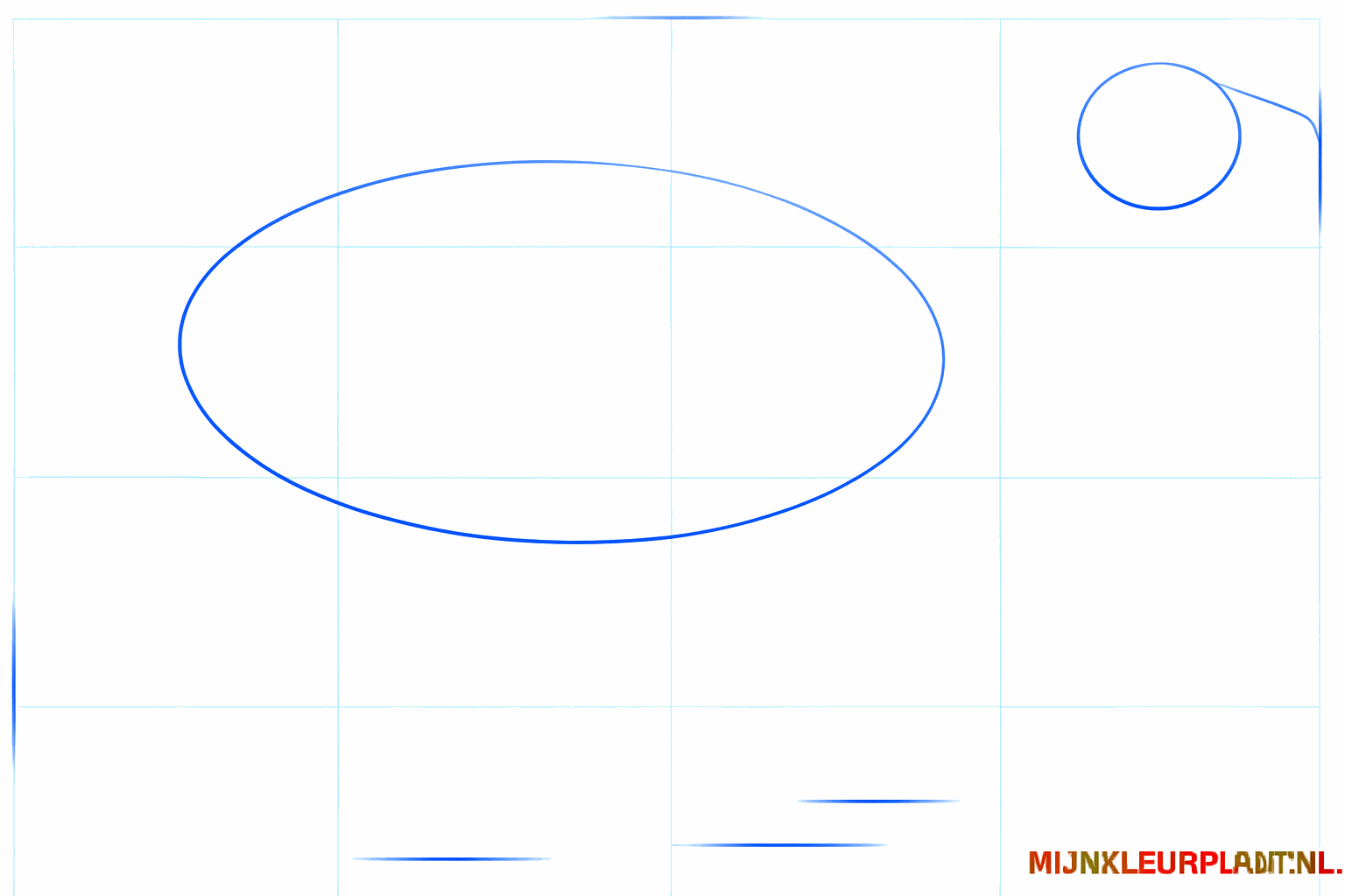 Basisvormen van een kameel met een grote ovaal en een kleine cirkel.