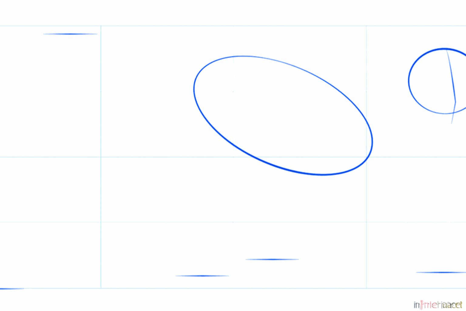 Basisvormen van een bobcat: een cirkel voor de kop en een groot ovaal voor het lichaam.