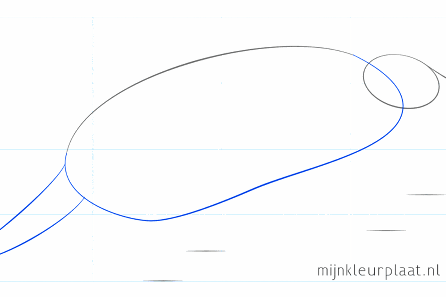 Een ronde lijn bovenop de ovaal die de vorm van het schild aangeeft.