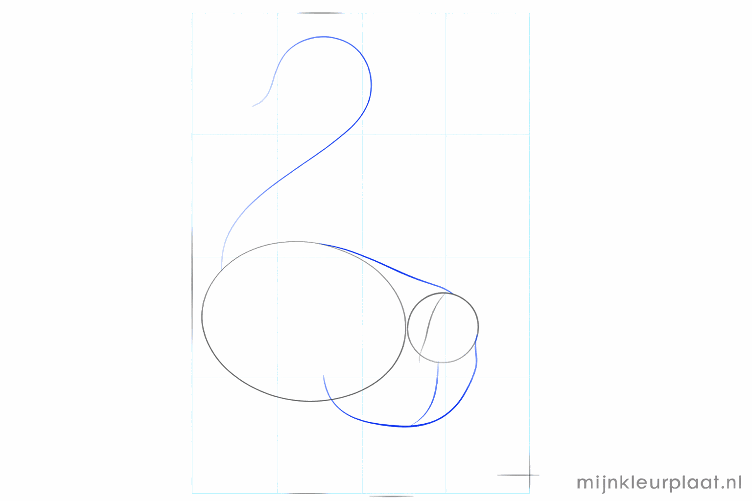 De neklijnen en een lange gebogen lijn voor de staart van de maki.