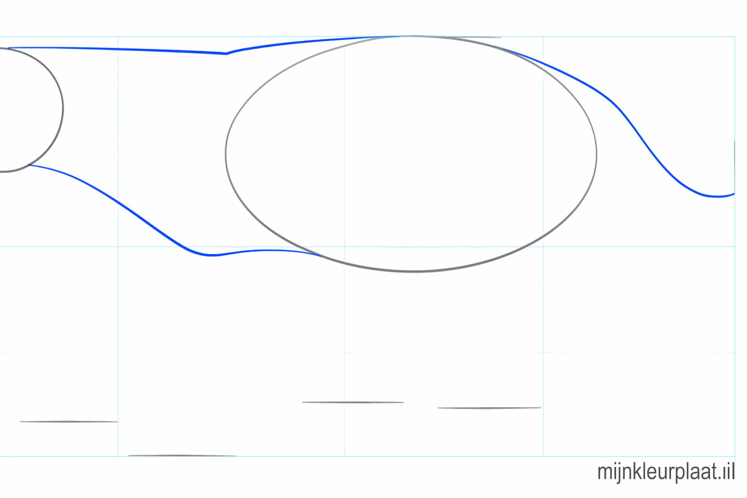Lijnen die de kop en het lijf verbinden met een staartlijn.