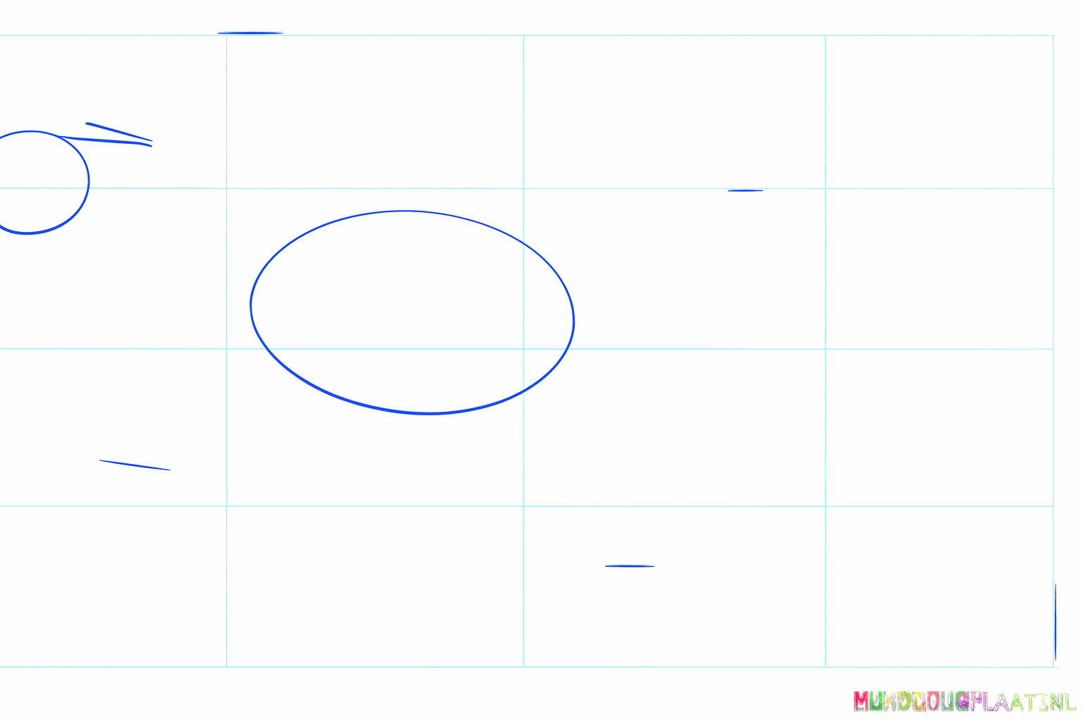Basisvormen van een baardagaam: een kleine cirkel en een grote ovaal.