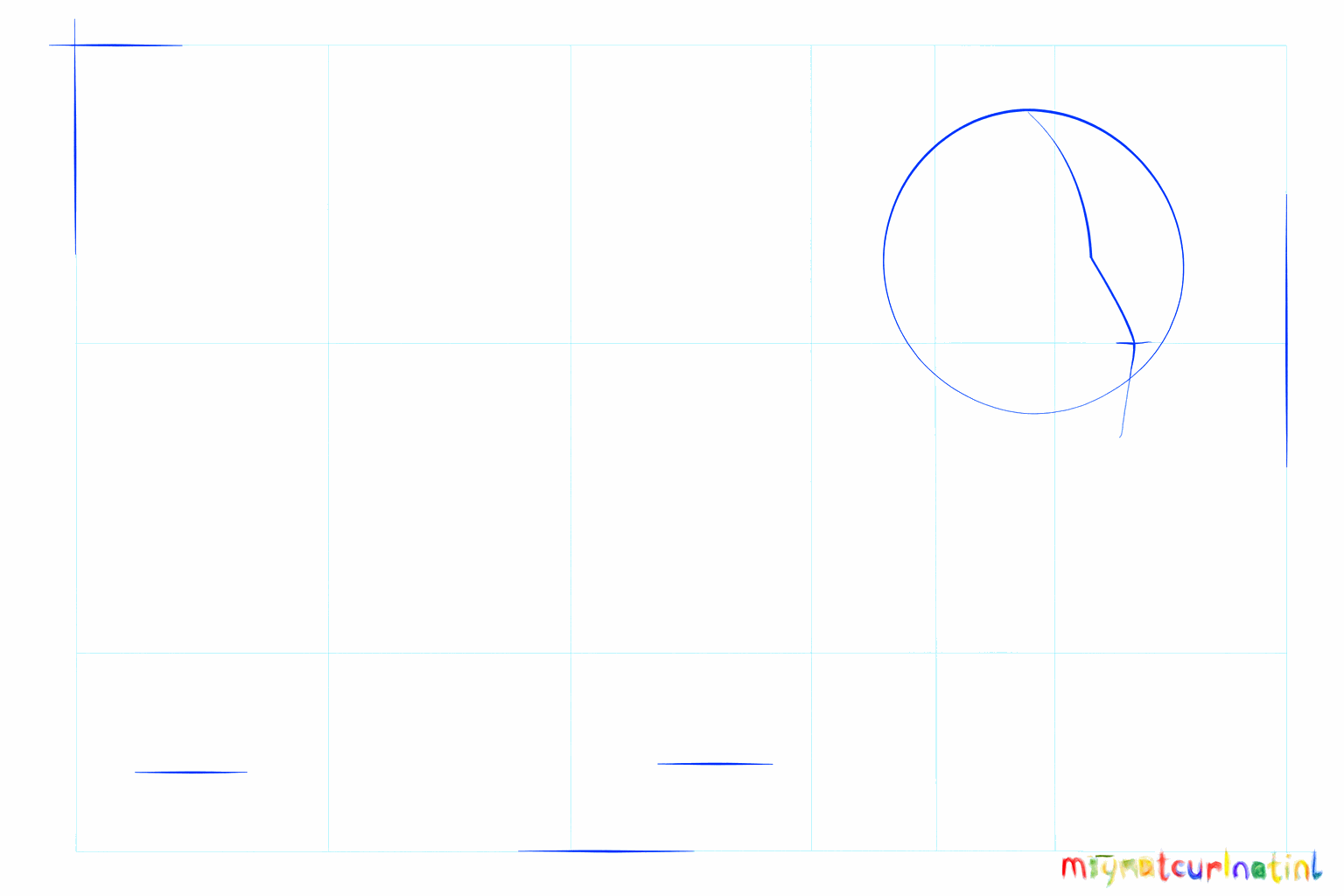 Een staande ovaal met een verticale hulplijn voor de kop van de hond.