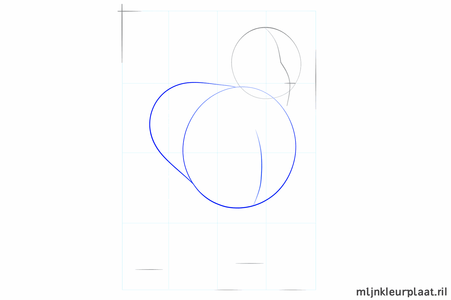 Twee ovalen die samen het lichaam van de Beagle vormen.