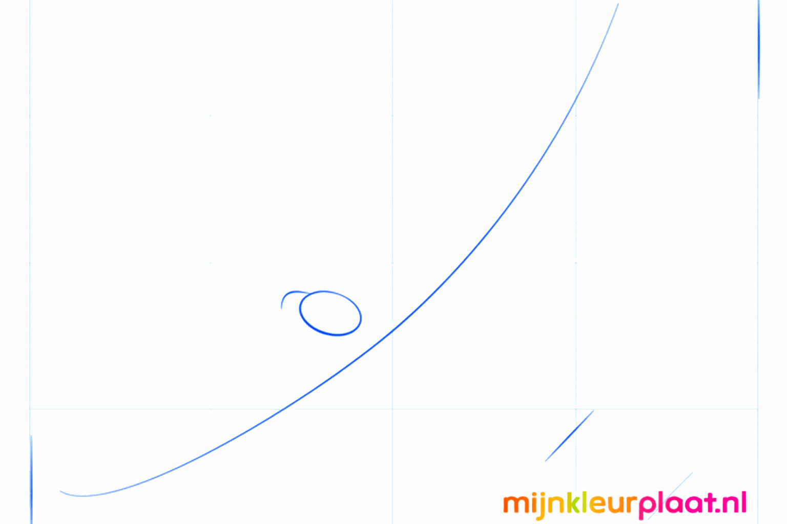 Basisvorm van een arendskop met een hulplijn voor de snavel.