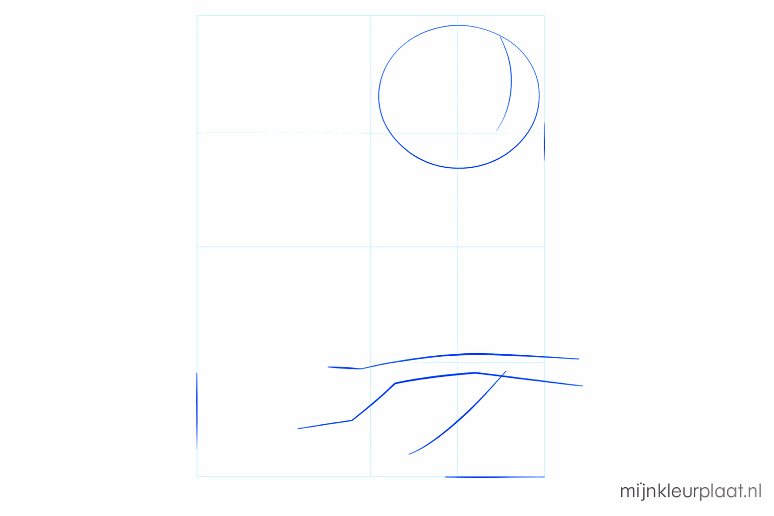 Basisvormen van een uil: een tak en een ovaal voor de kop.