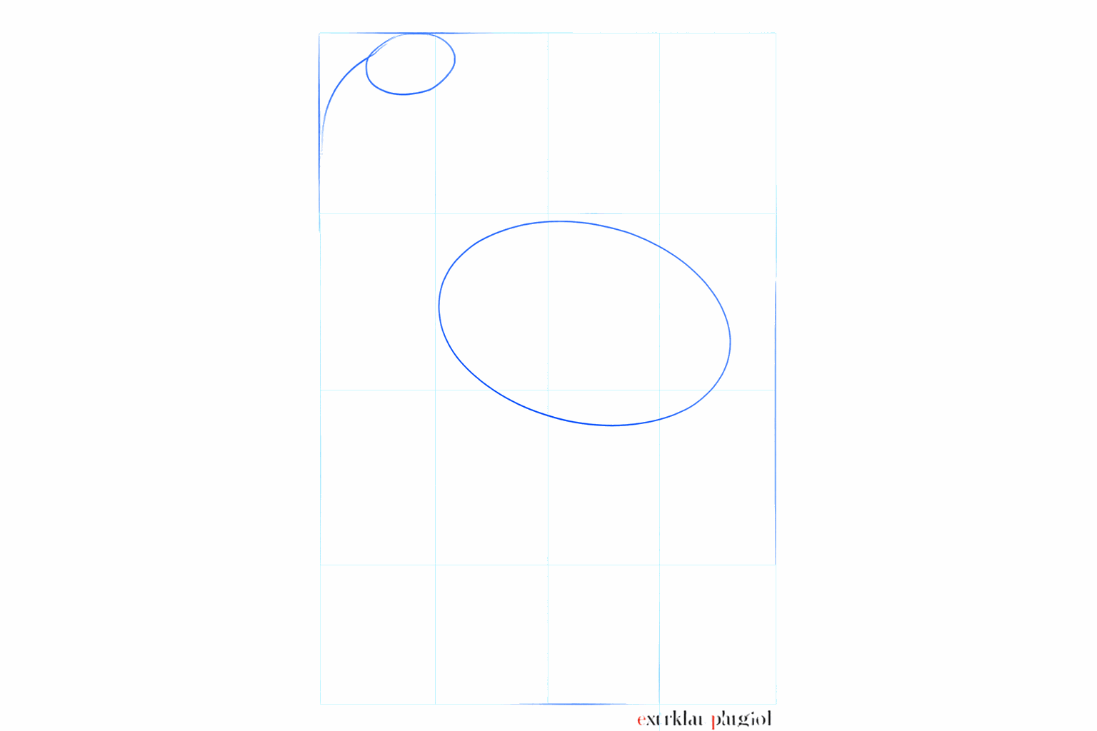 Basisvormen van een flamingo: een kleine cirkel en een grote ovaal.