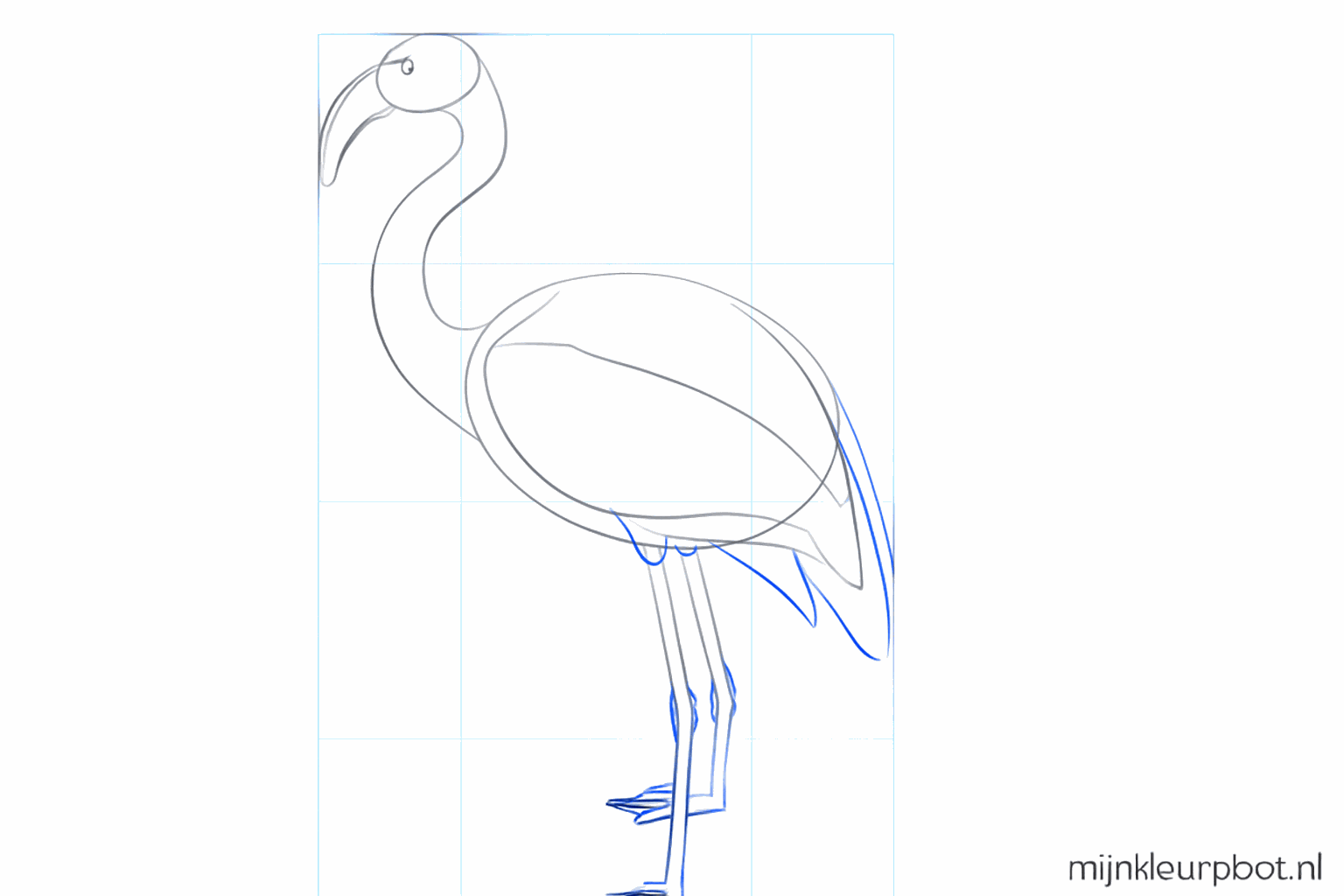 Dikkere lijnen voor de poten met kleine cirkeltjes als gewrichten.