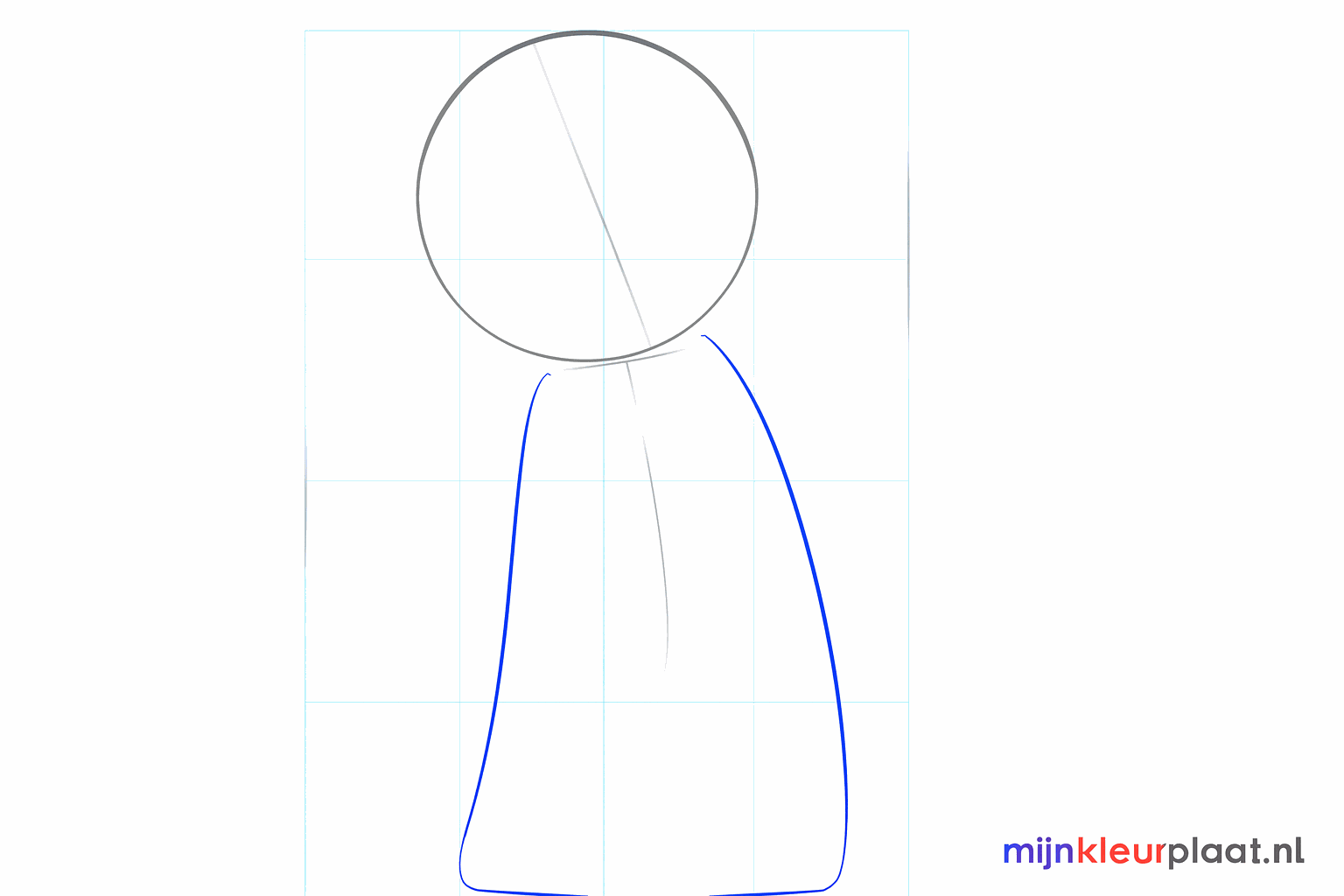 Hulplijnen voor de schouders en de breedte van het peperkoekmannetje.