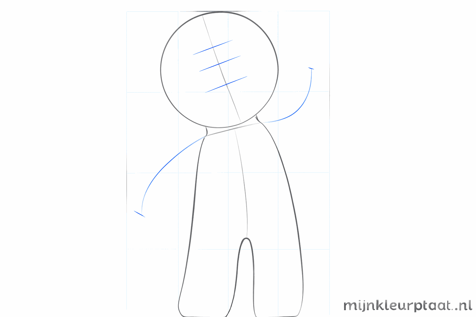 Ronde vormen die het lichaam en de benen van het peperkoekmannetje vormen.