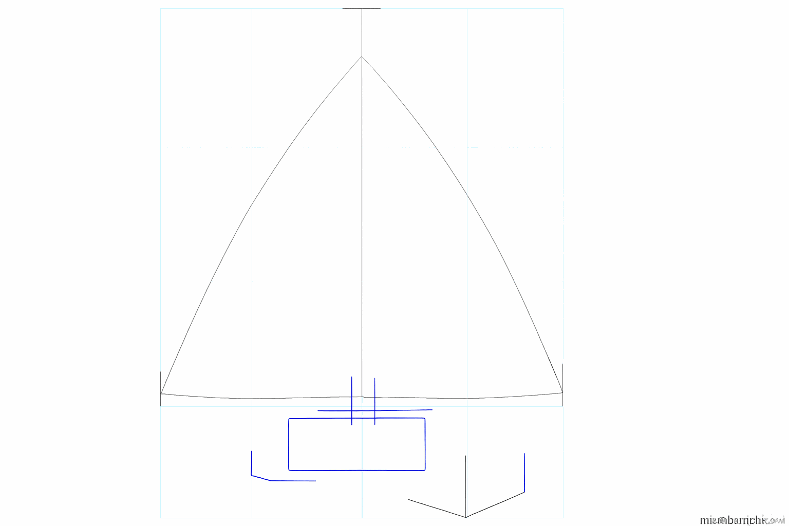 Basisvormen voor de stam en vierkante cadeautjes onder de boom.