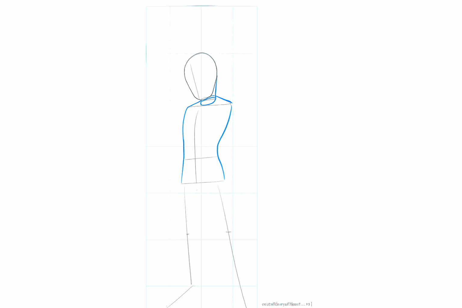 Schets van de nek en het bovenlichaam van Gohan.