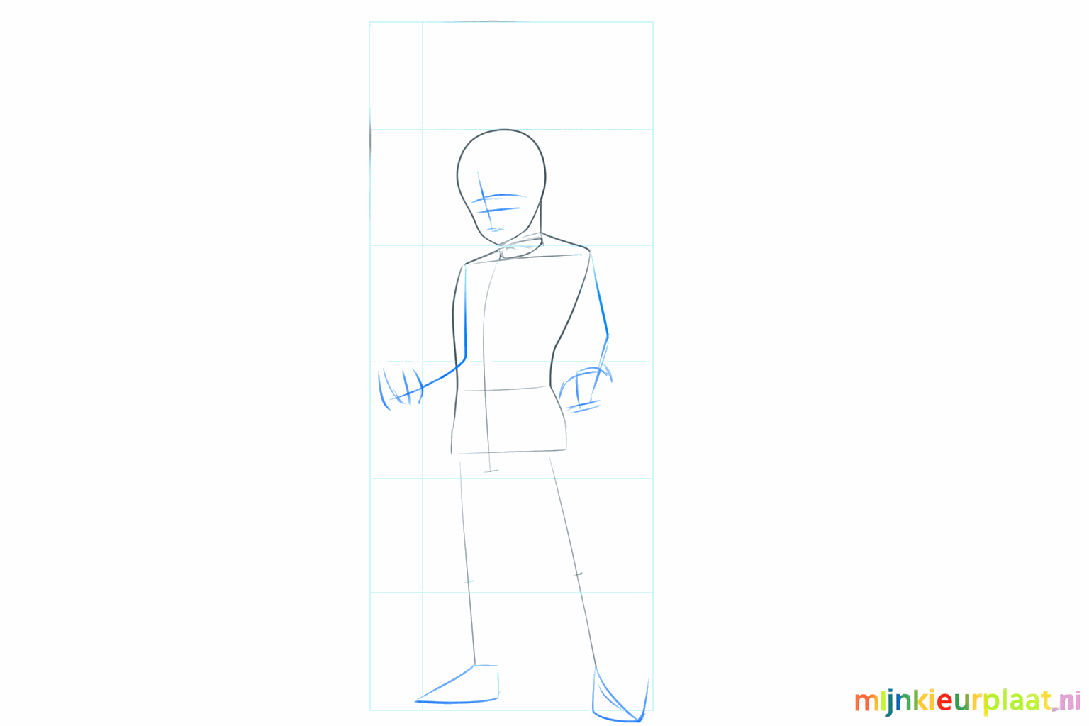 Lijnen voor de armen en benen van Gohan met gewrichtspunten.