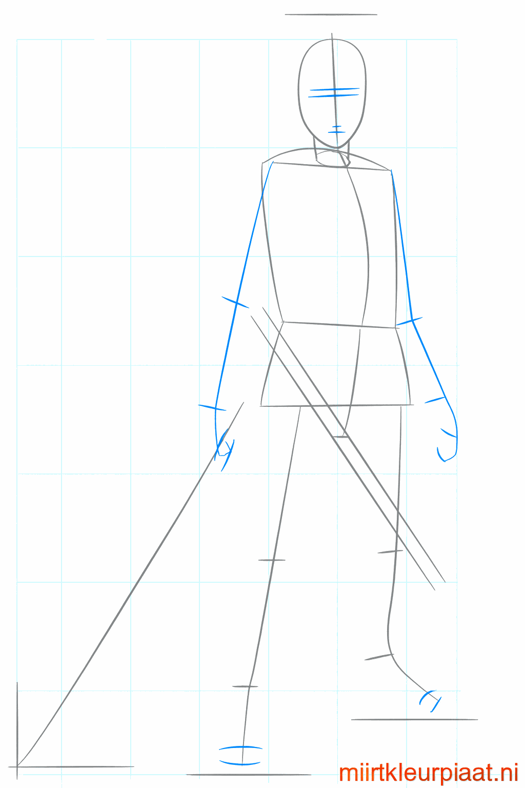 Hulplijnen voor de armen en benen van de ninja.