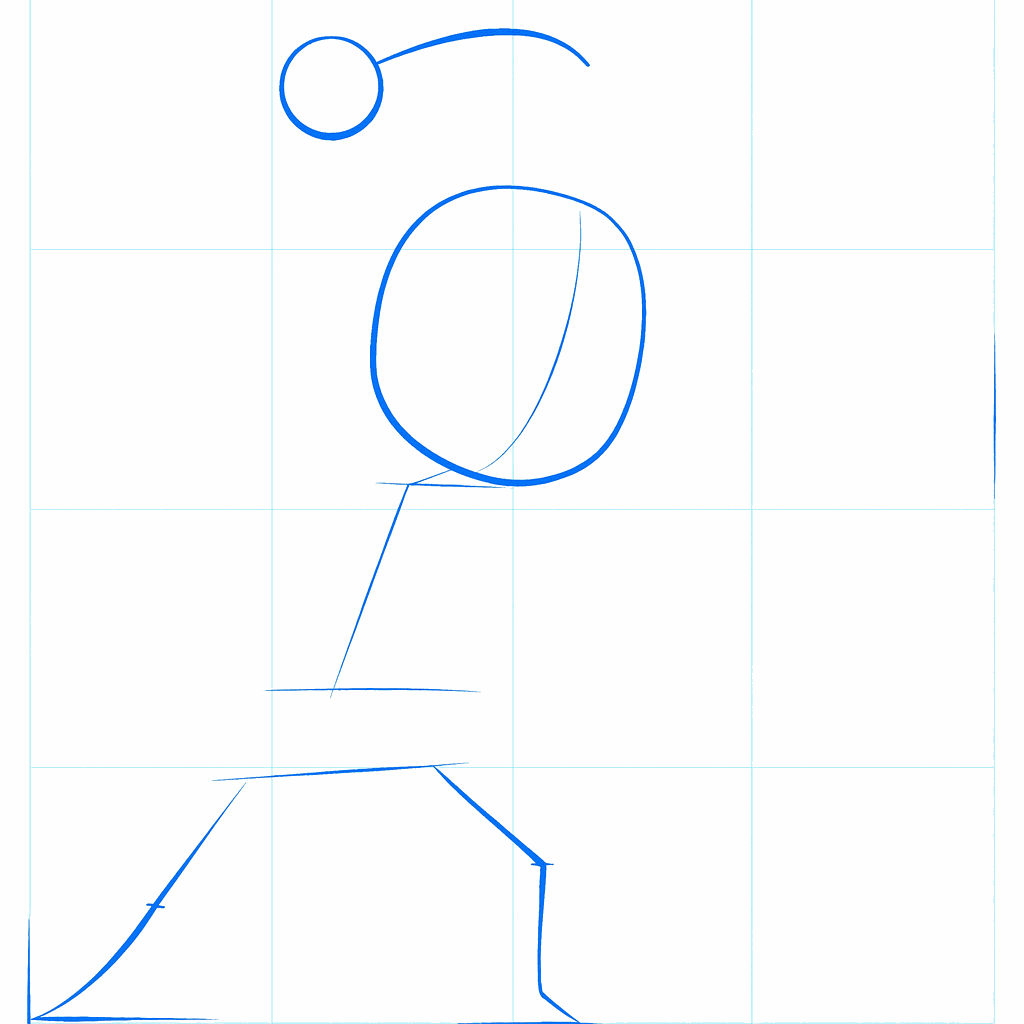 Teken twee cirkels en een hulplijn in het midden voor het gezicht van Link.